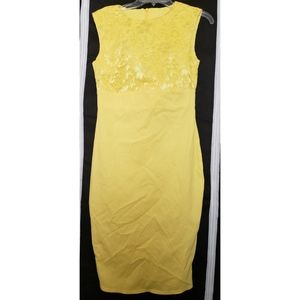 ASOS yellow midi pencil dress w/lace top